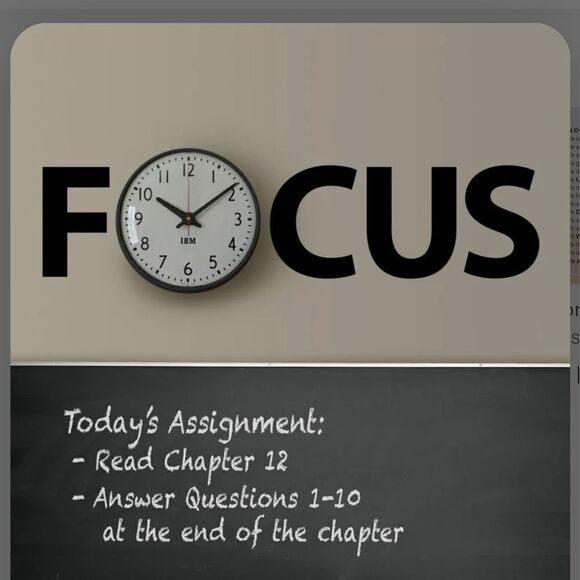 9” Black Block Hanging Capital Letters “FCUS” for Classroom Use with Wall Clock - Picture 7 of 15